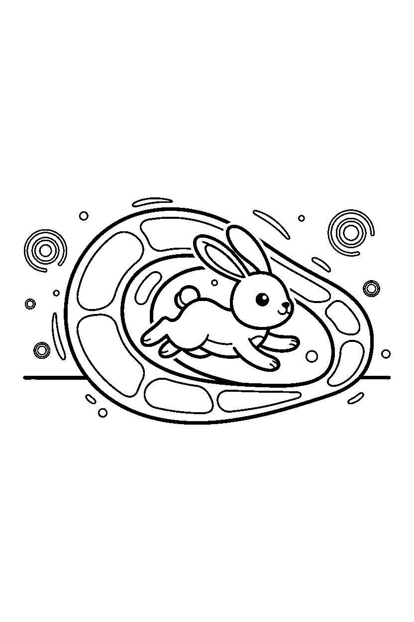 bunny running in glowing zone line art