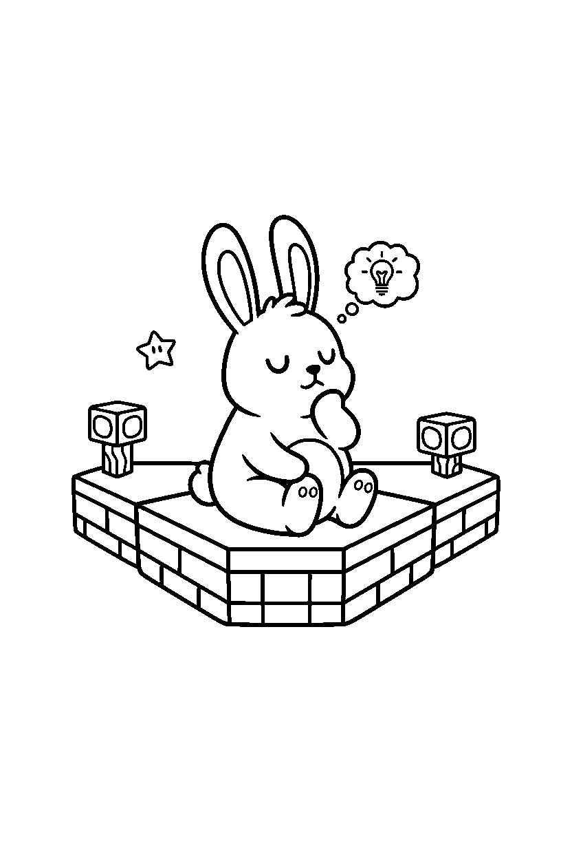 bunny thinking in level line art