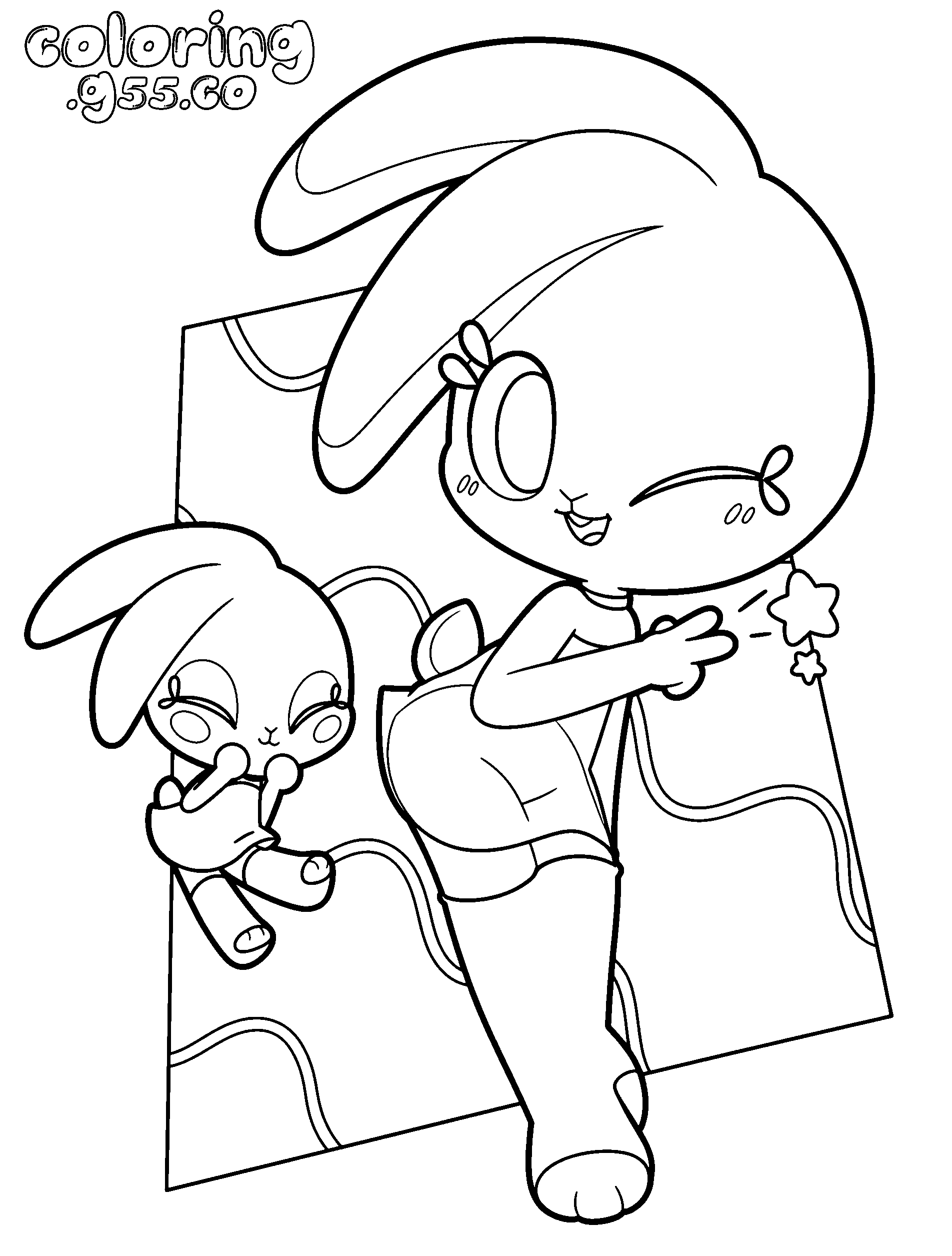 cute anime bunny girl line art