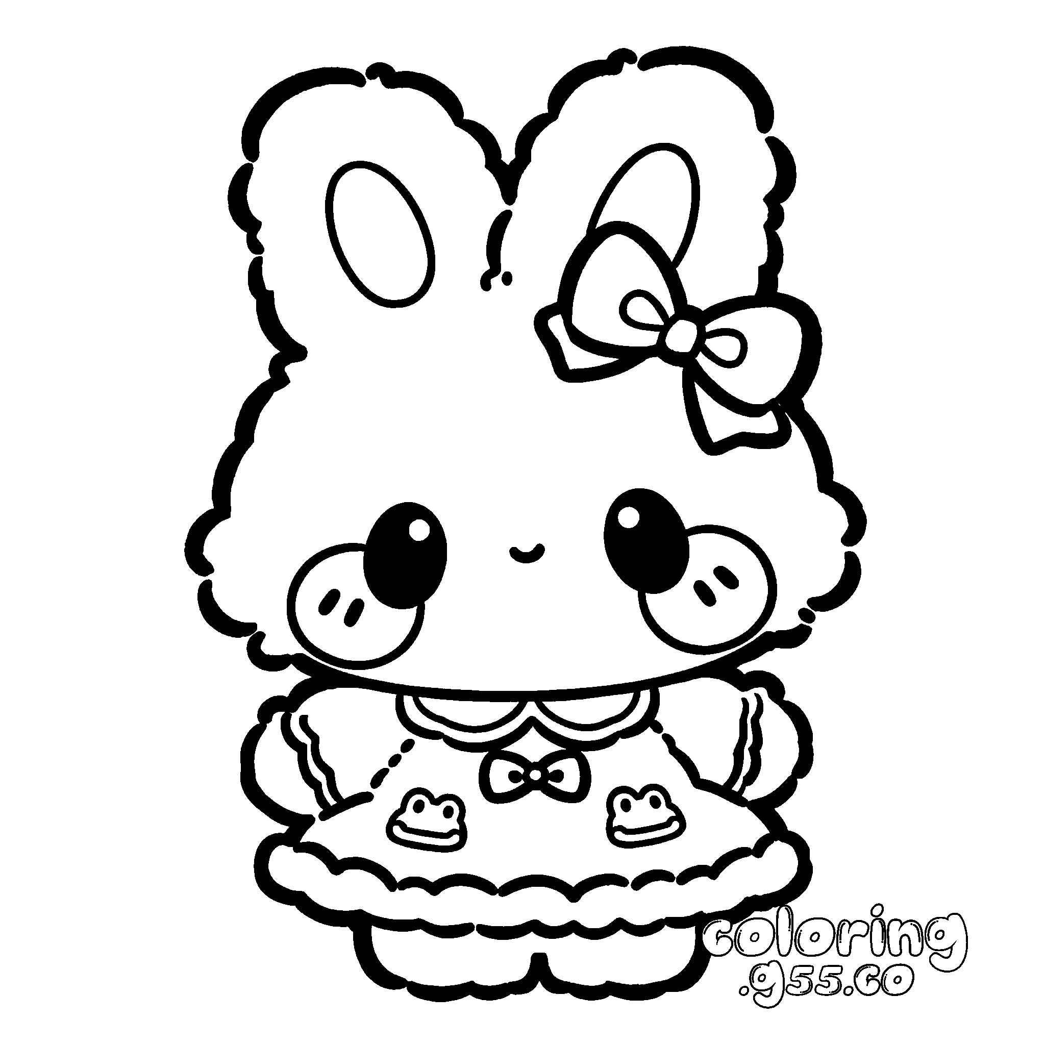 cute bunny in dress line art for kids kawaii bunny animals sheet