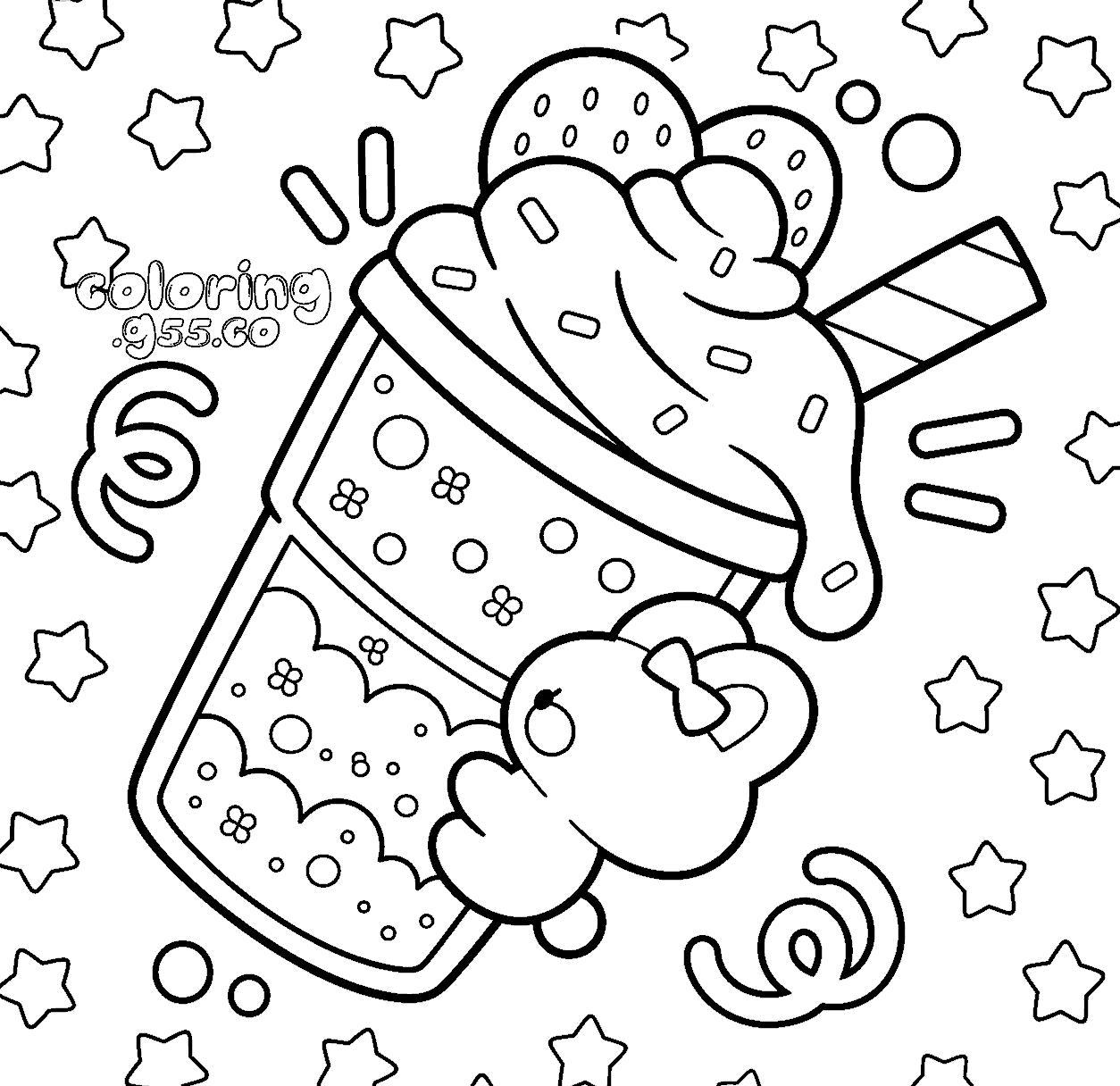 cute bunny milkshake line art for kids kawaii sweet drinks sheet