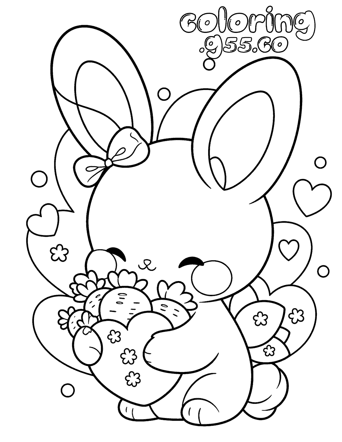 cute easter bunny line art for kids kawaii rabbit animals sheet