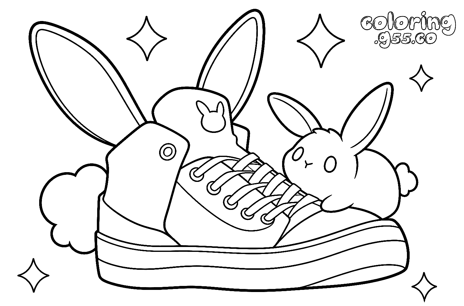 kawaii bunny sneaker procreate line art