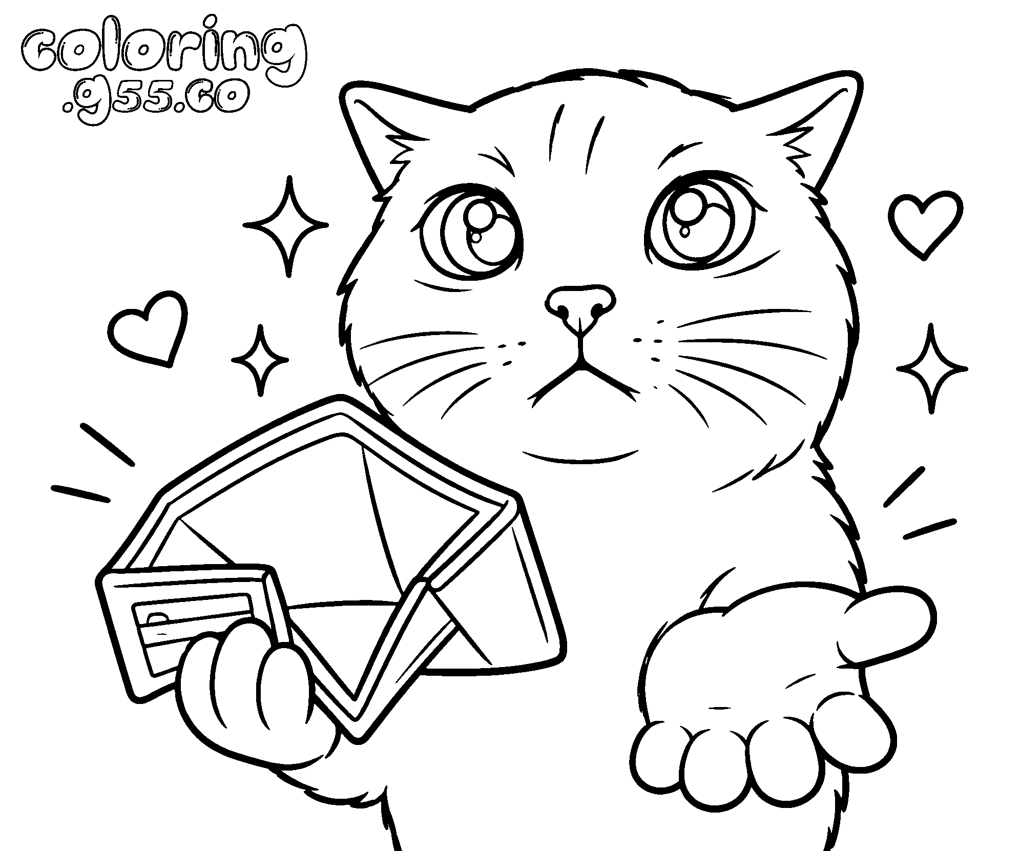 cute cat meme holding empty wallet line art