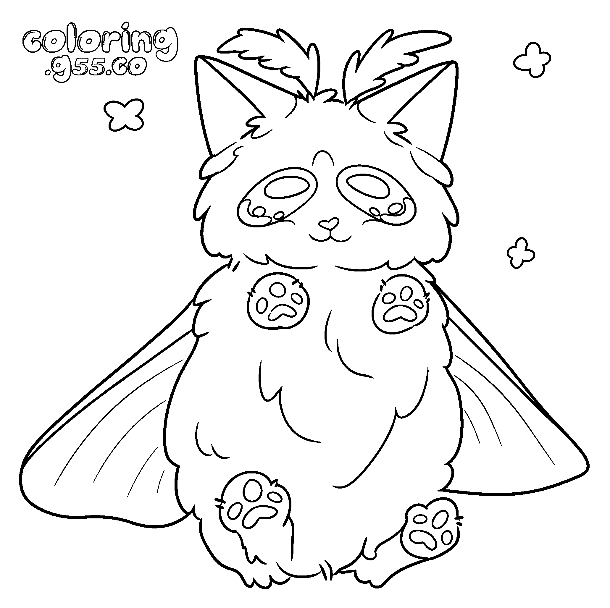 cute kawaii moth cat line art