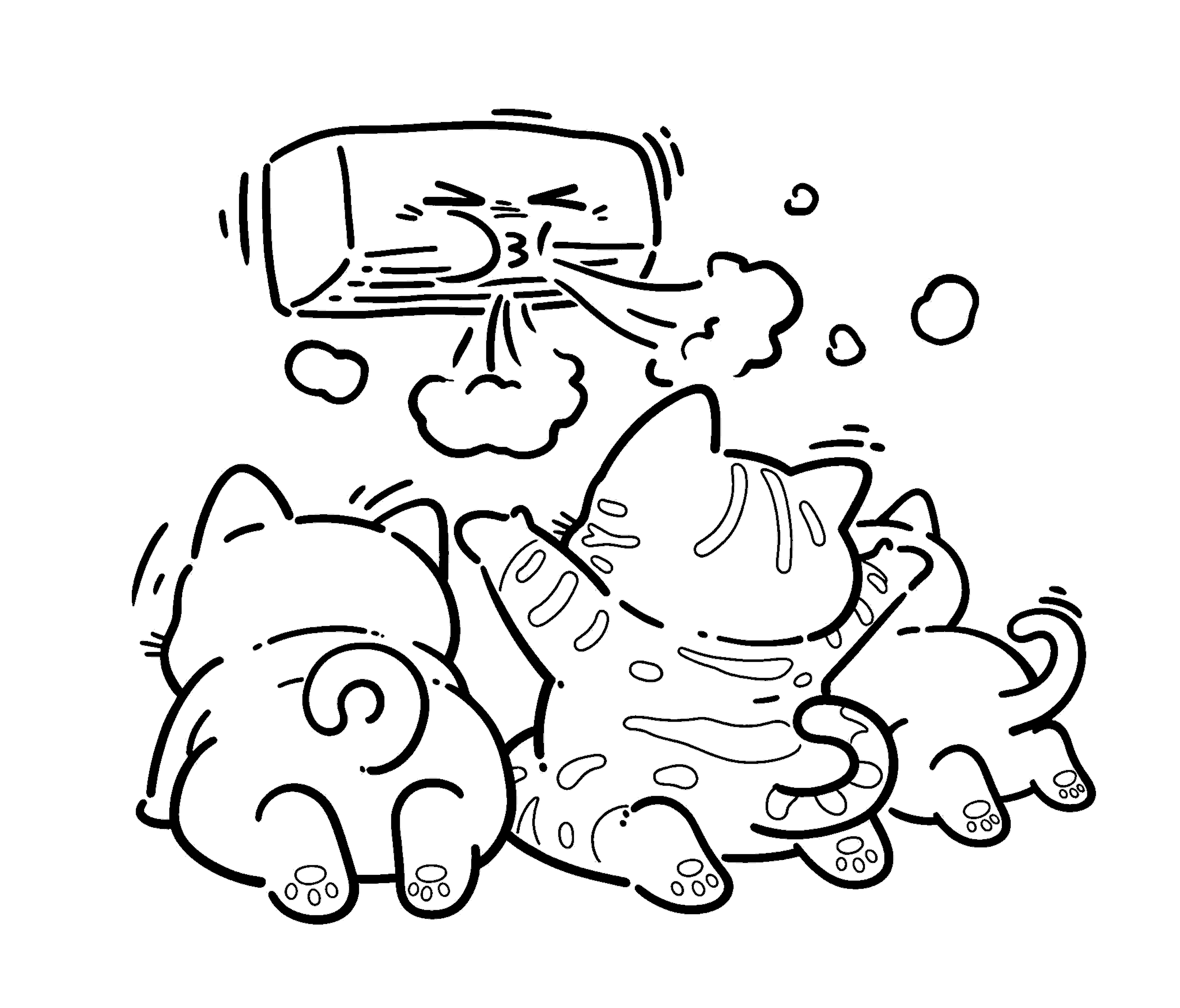 cats with air conditioner line art for kids cute summer animals sheet