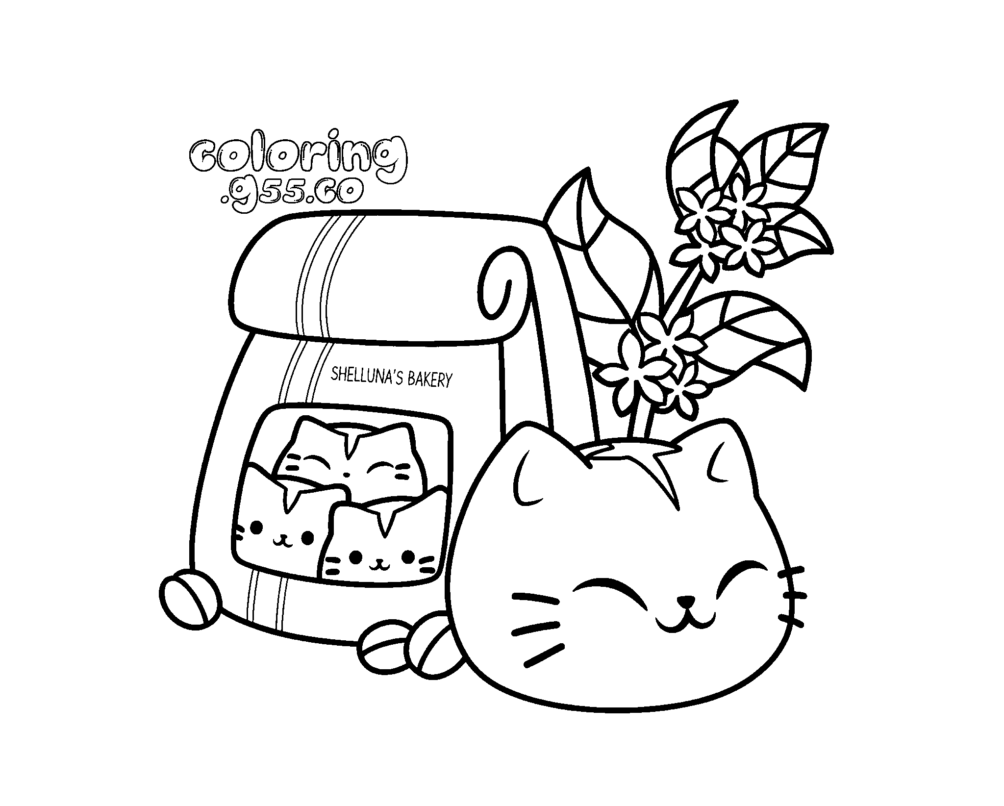 cute cat bakery line art for kids kawaii food animals sheet