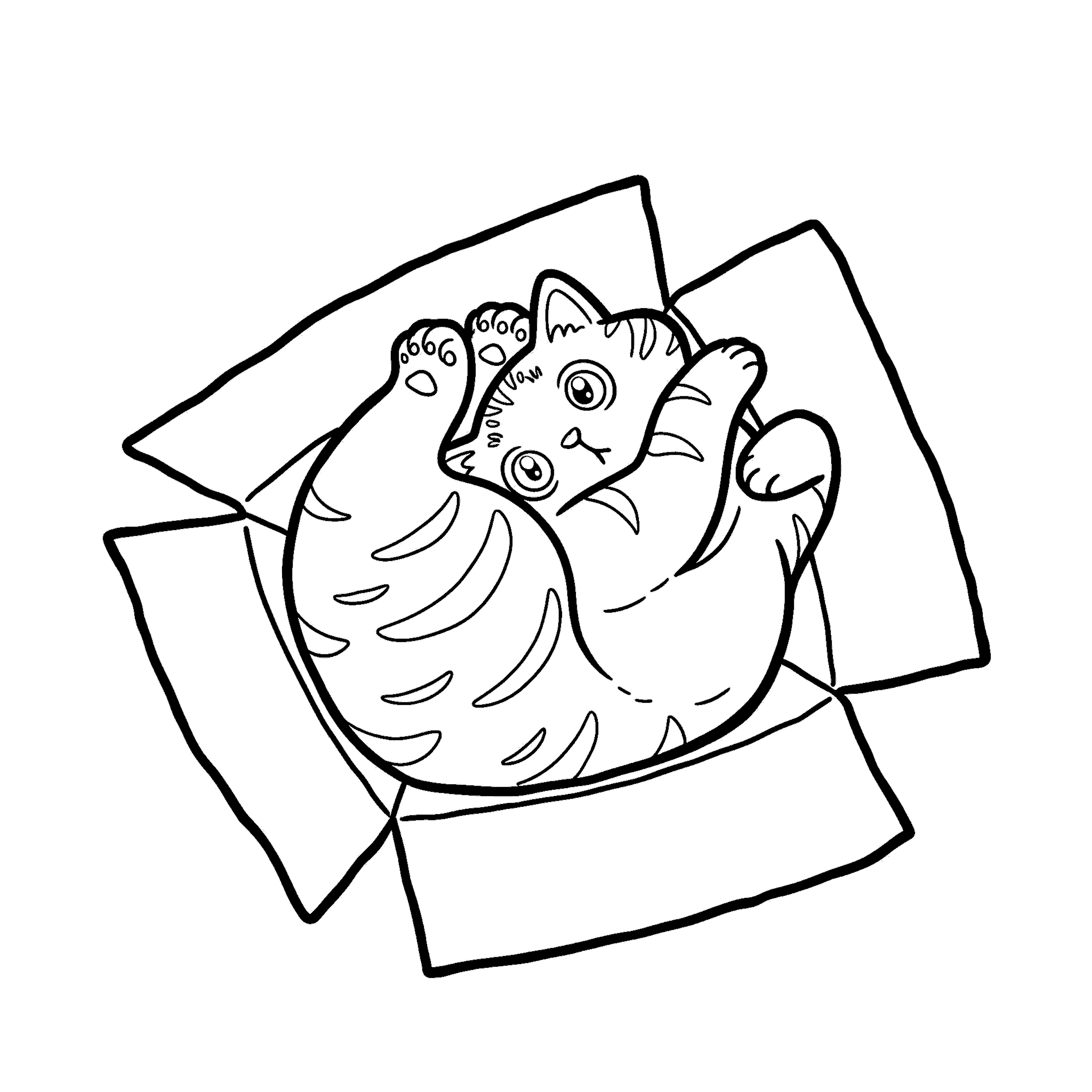 cute cat in a box line art for kids funny kittens animals sheet