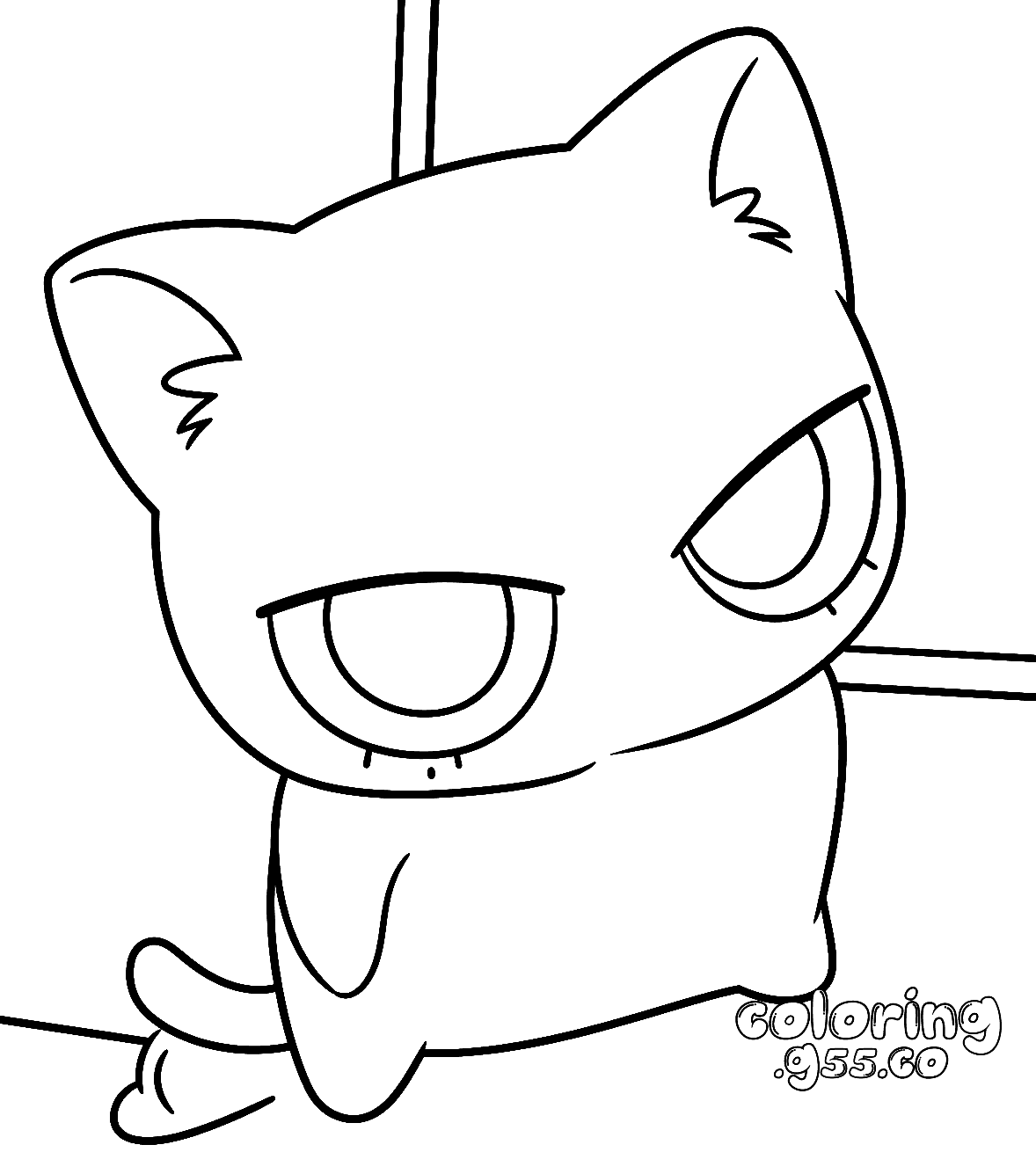 cute cat staring line art for kids simple animals drawing sheet