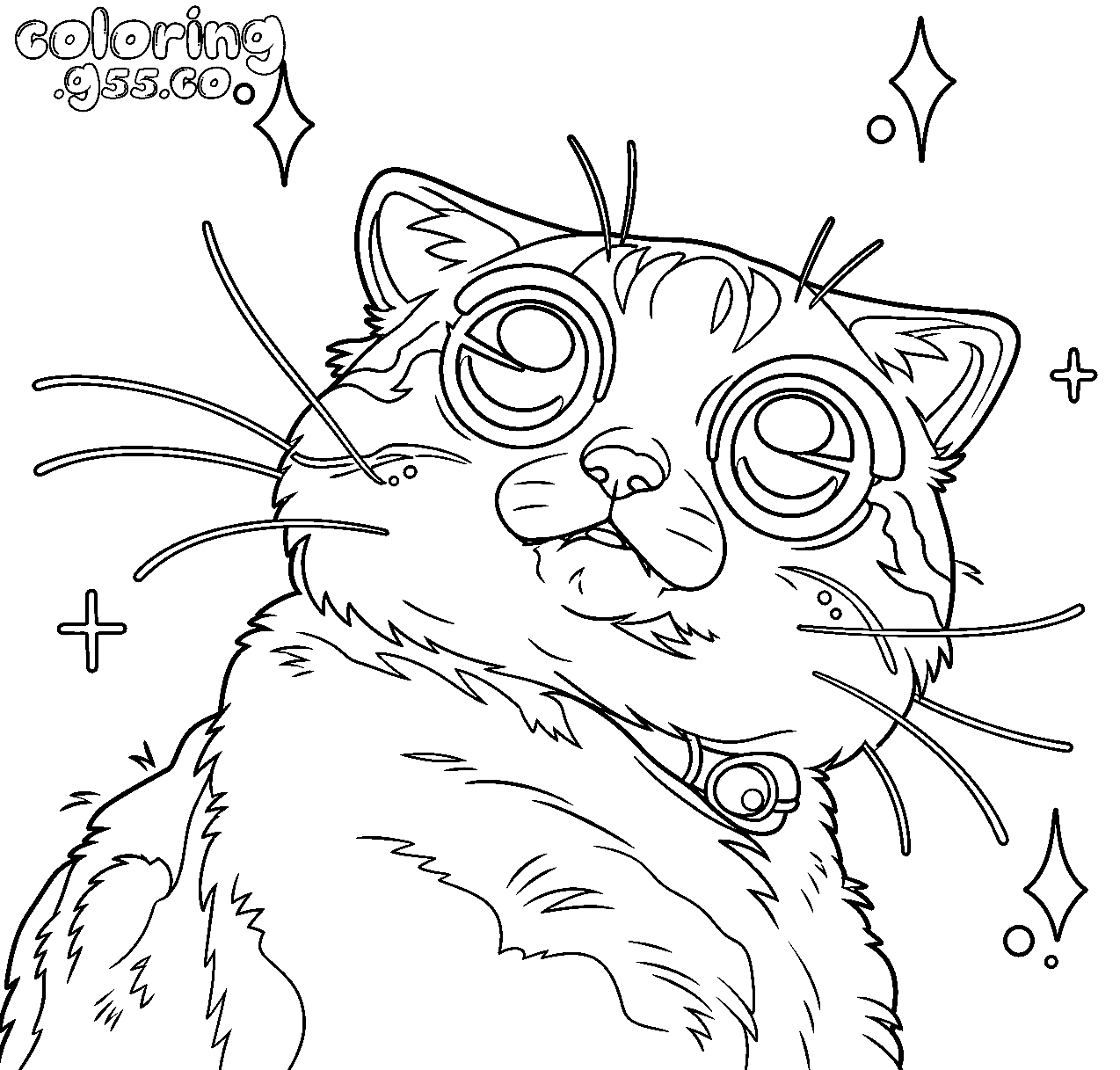 cute chubby cat with big eyes line art for kids fluffy kitty animals sheet