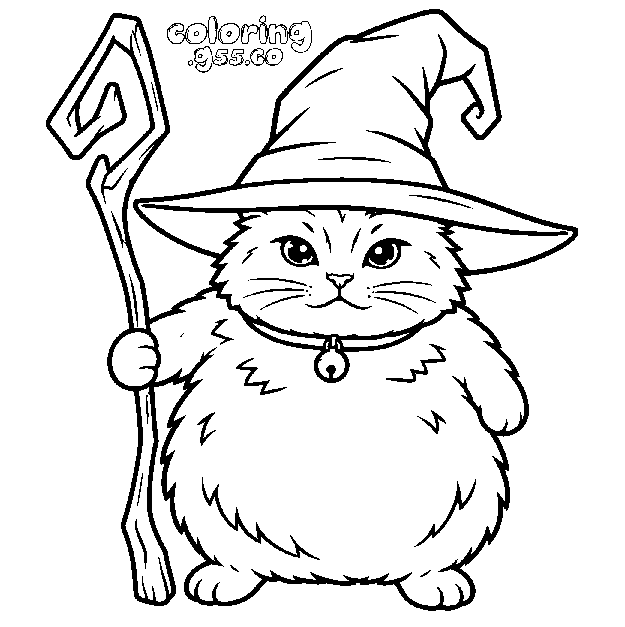 wizard cat halloween line art
