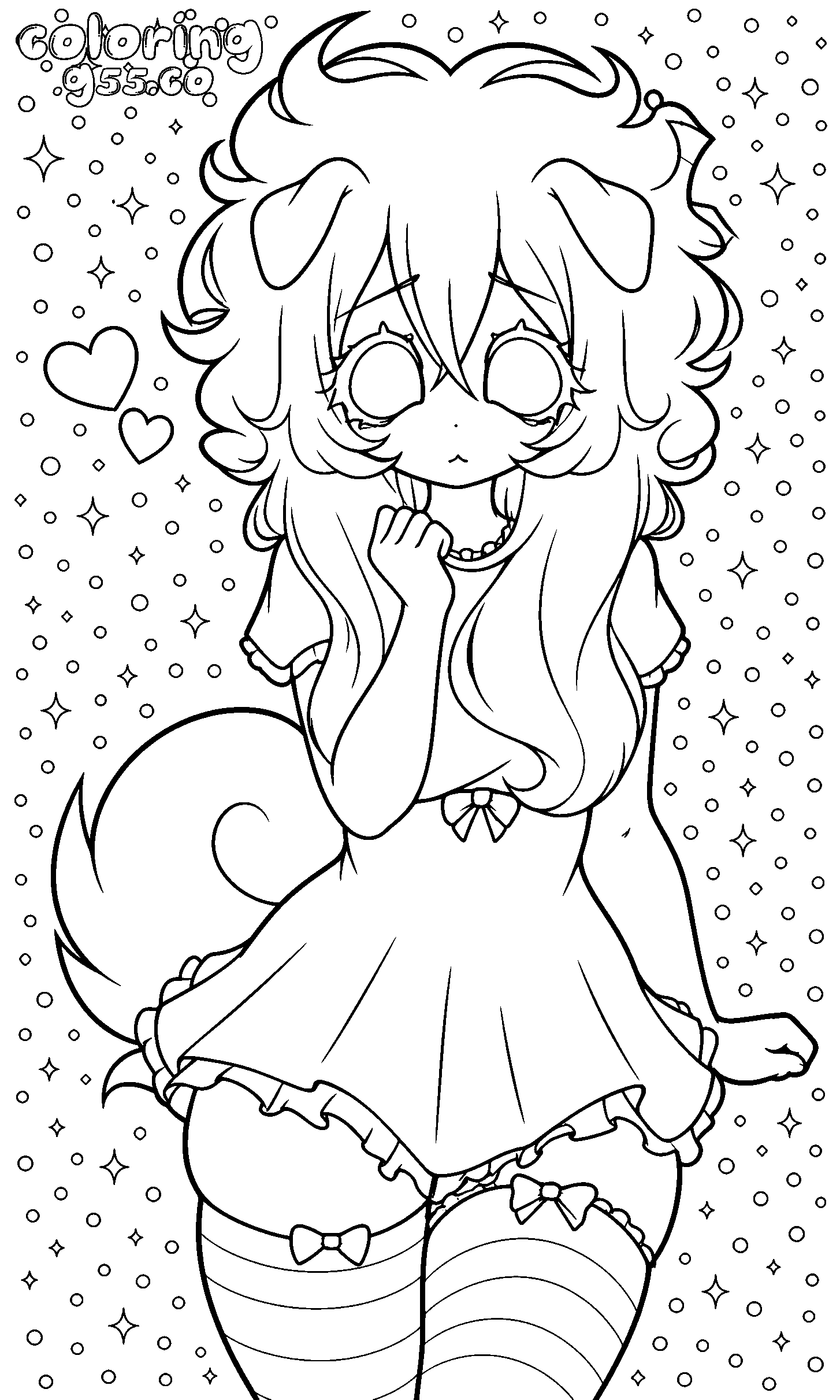 cute anime dog girl line art
