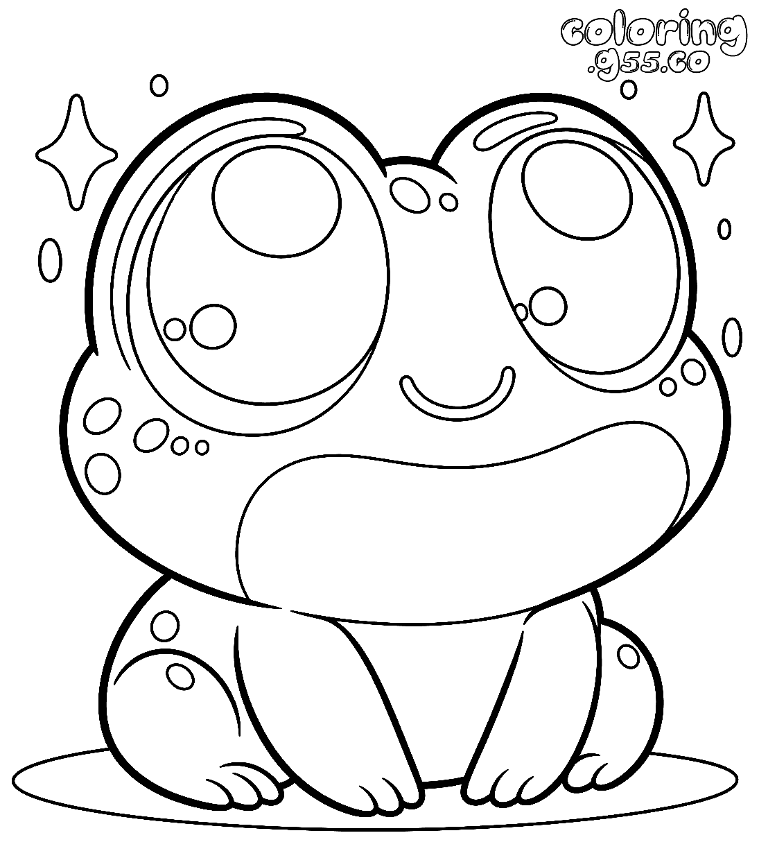 cute frog with big eyes line art for kids kawaii amphibian animals sheet
