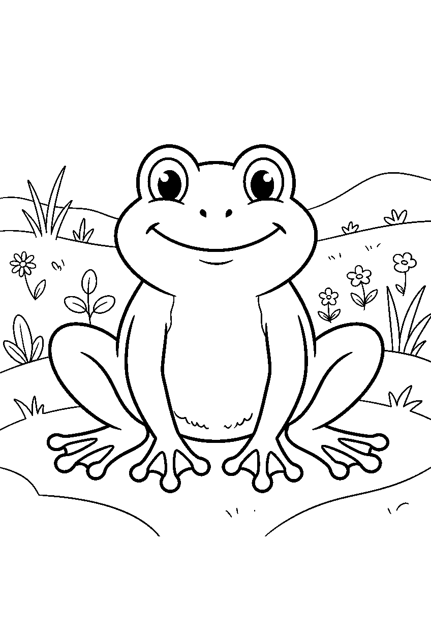 frog in grassland line art