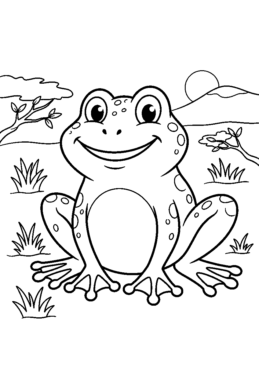 frog in savanna line art