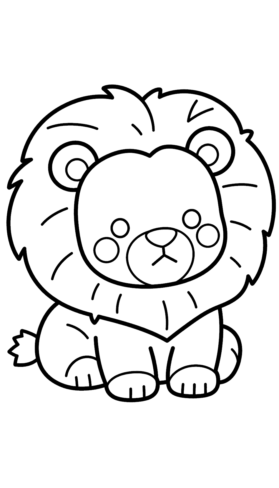 cute baby lion line art for kids simple safari animals sheet