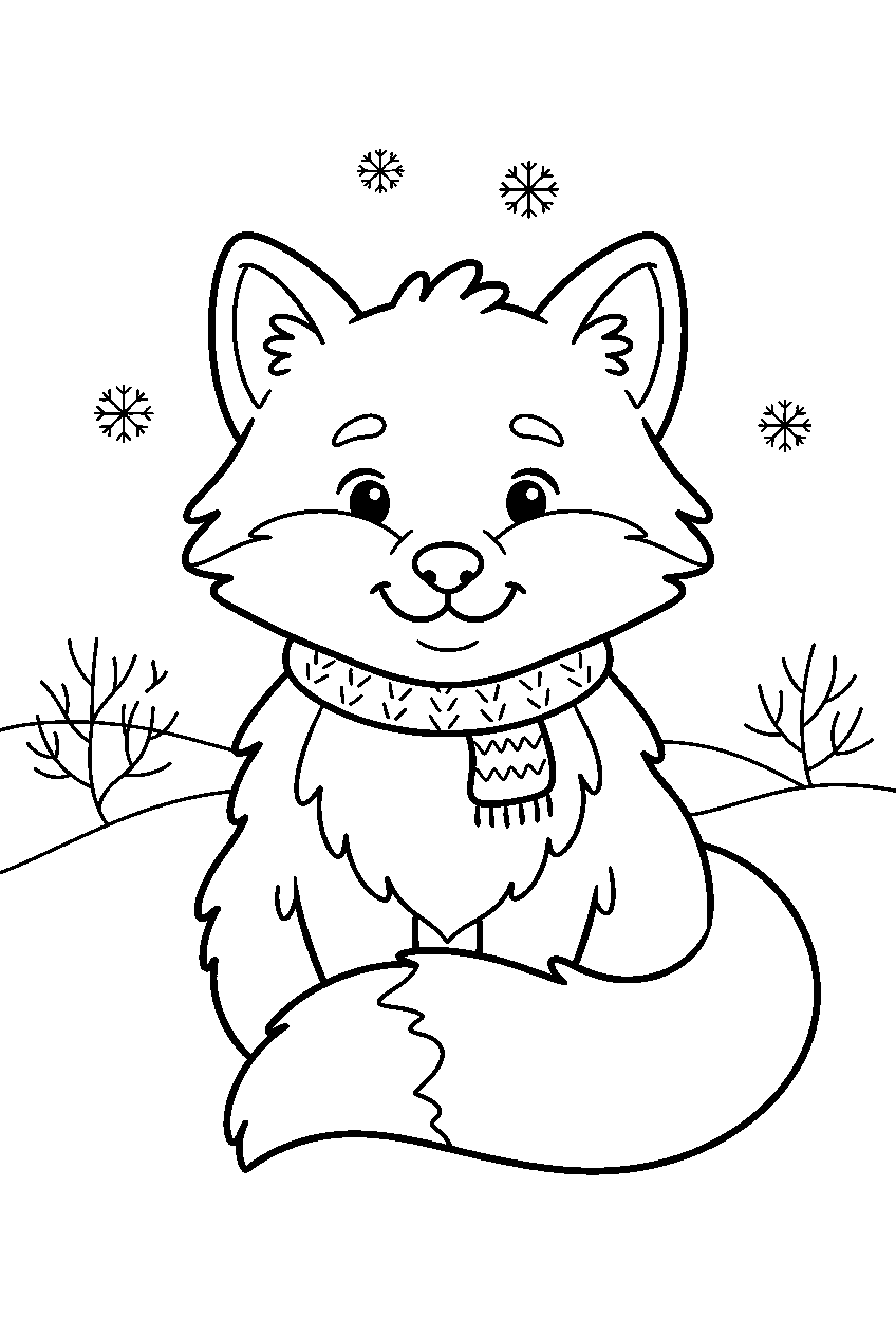 animals in arctic tundra line art