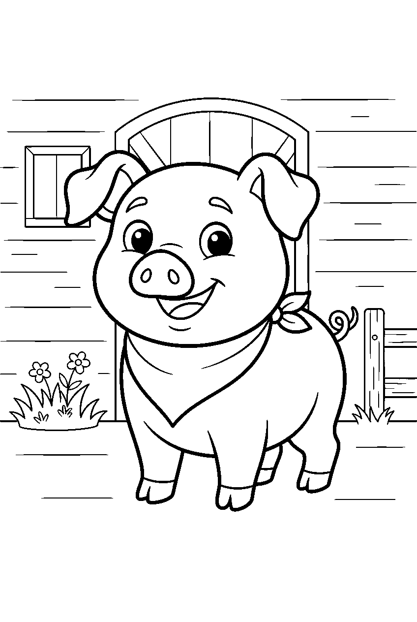 animals in barnyard line art