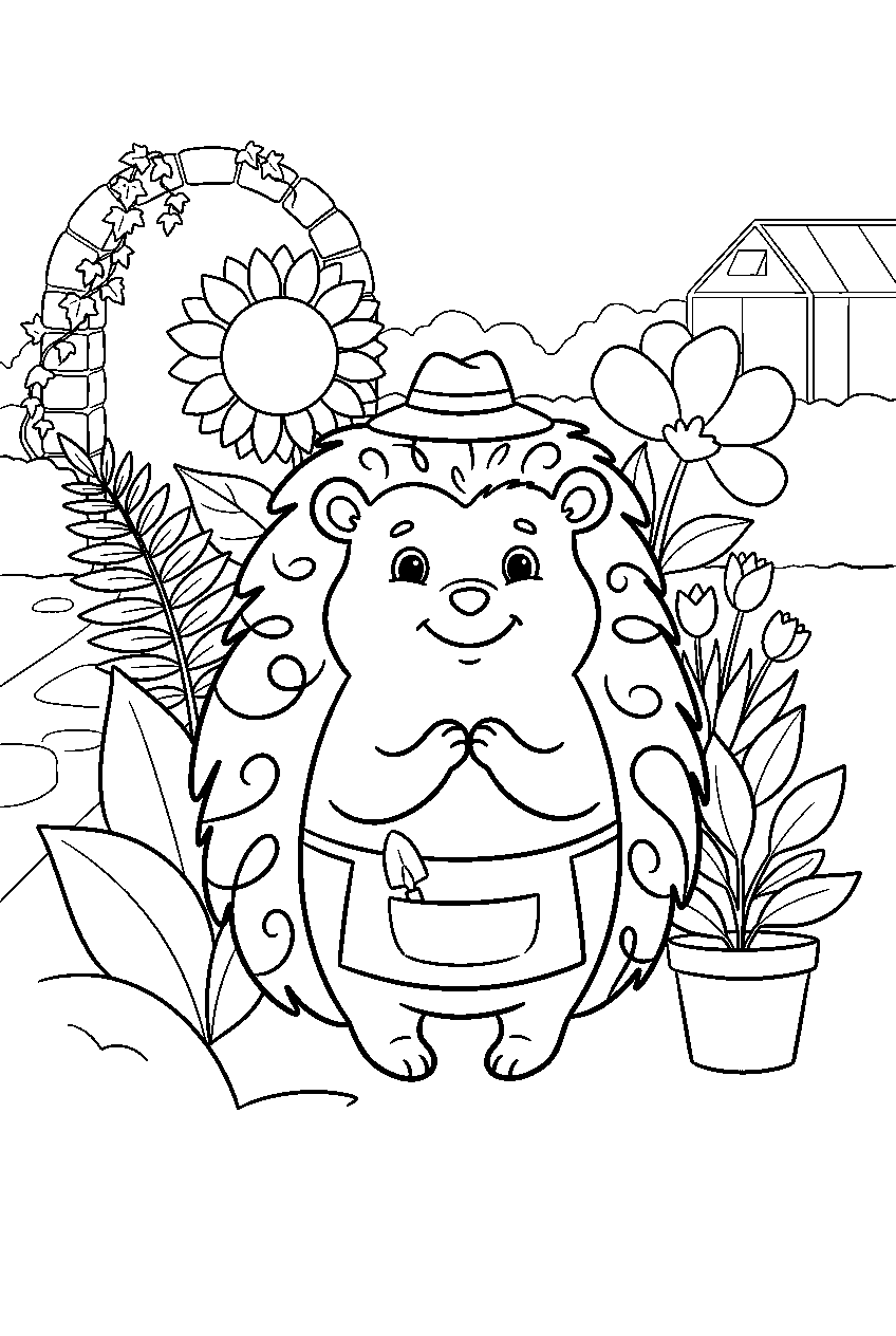 animals in botanical garden line art