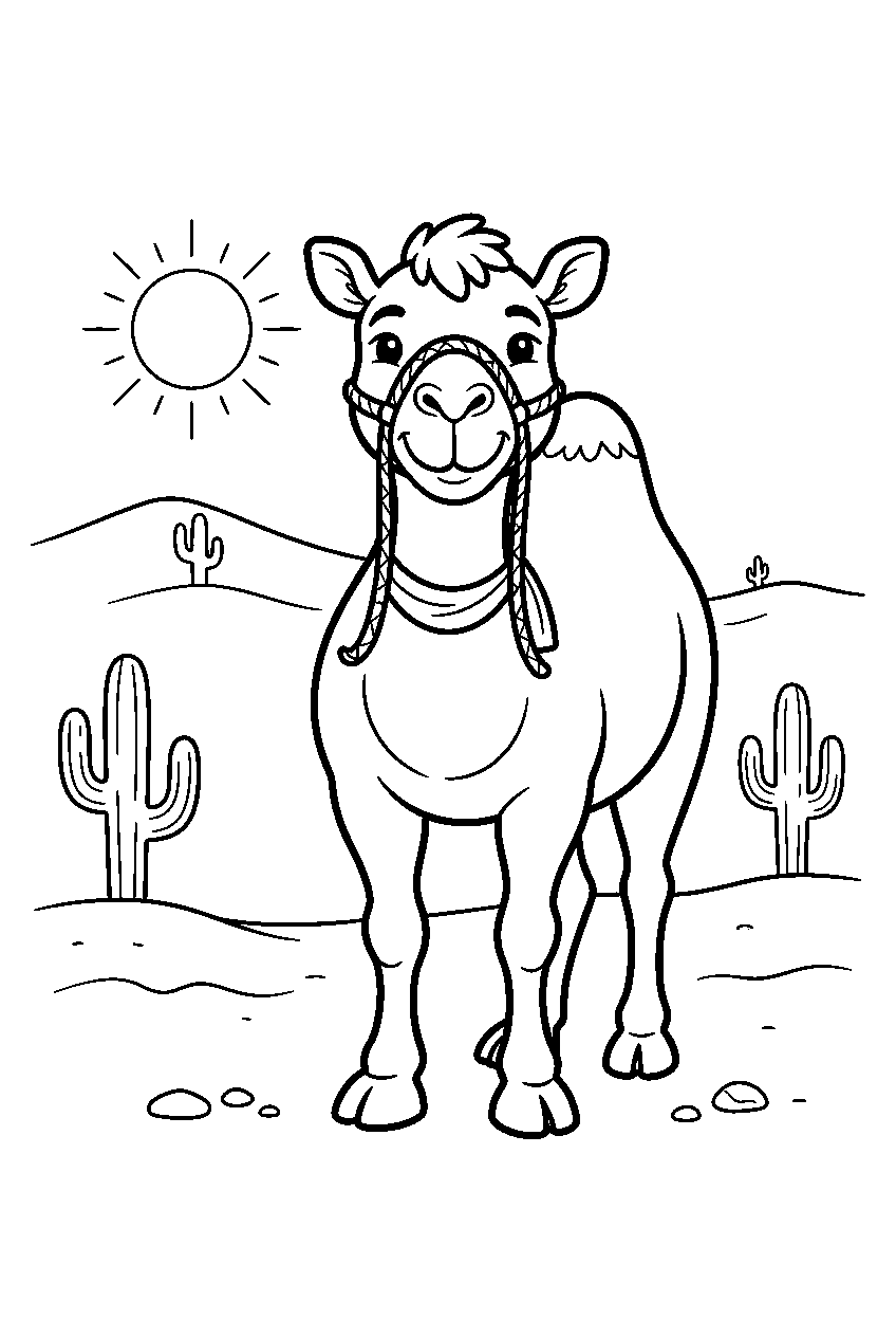 animals in desert line art