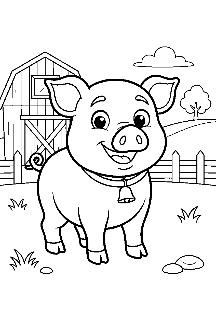 animals in farmyard line art