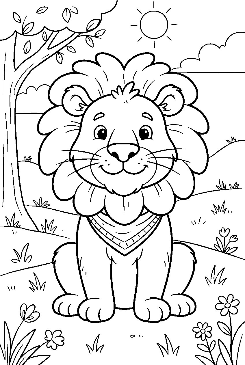 animals in grassland line art
