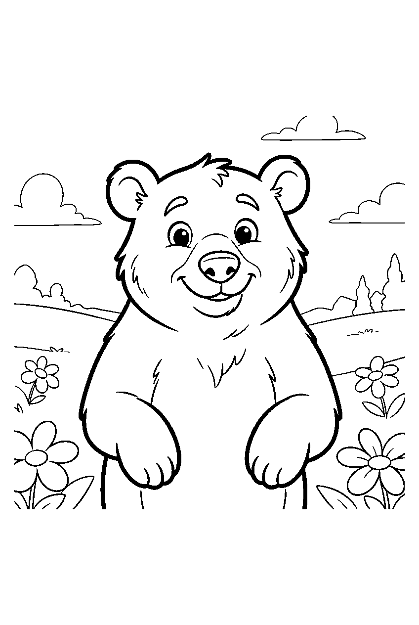 animals in green valley line art