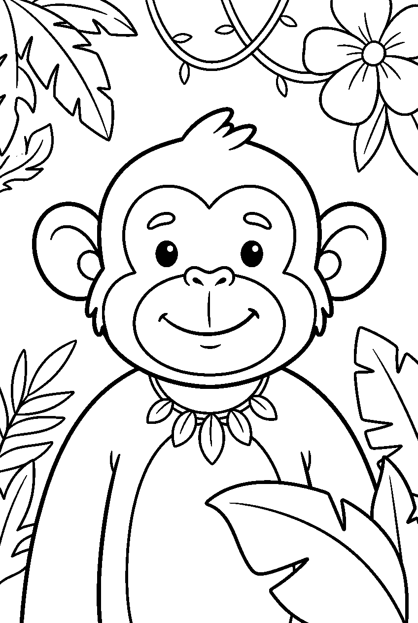 animals in jungle line art