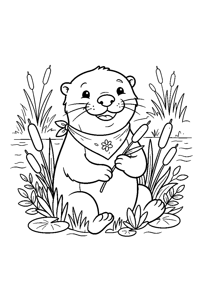 animals in marsh line art