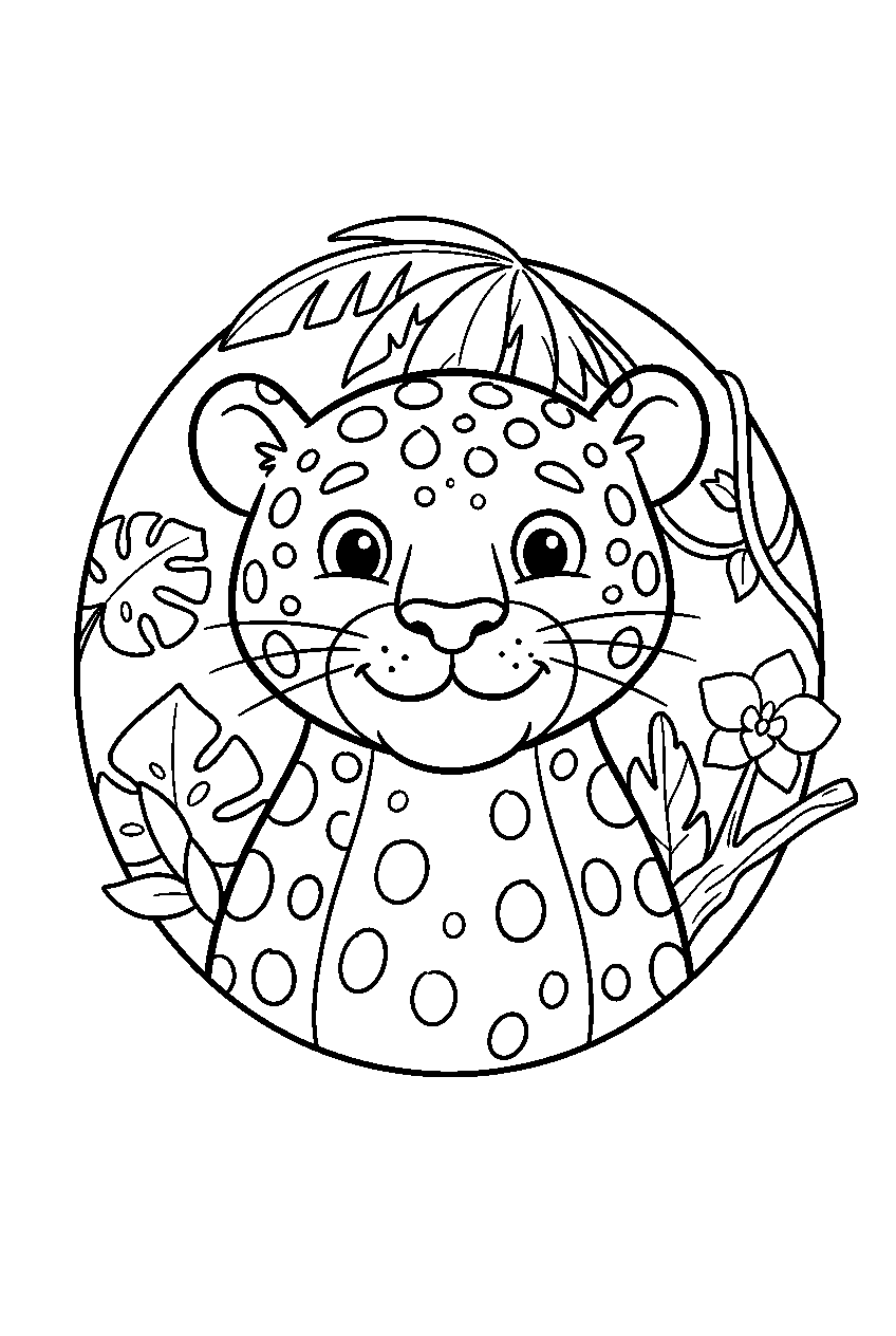 animals in rainforest line art