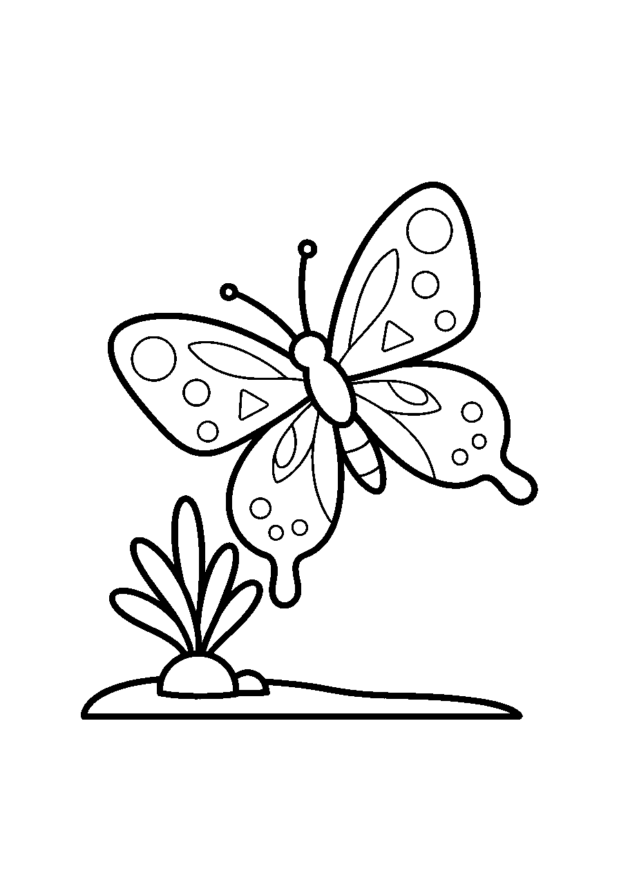 butterfly playing gently in a desert line art