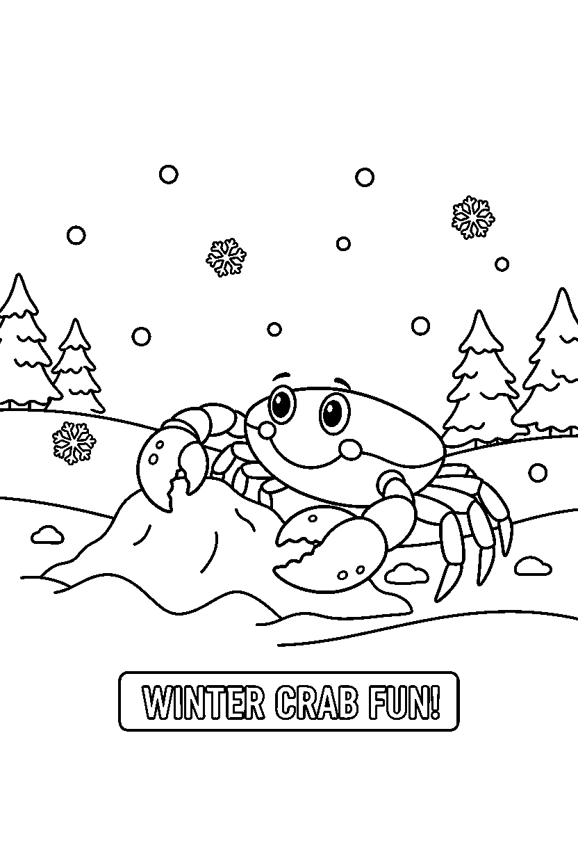crab digging in the snow line art