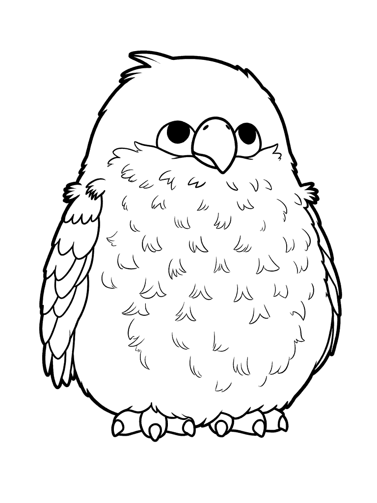 cute fluffy baby owl forest animals line art