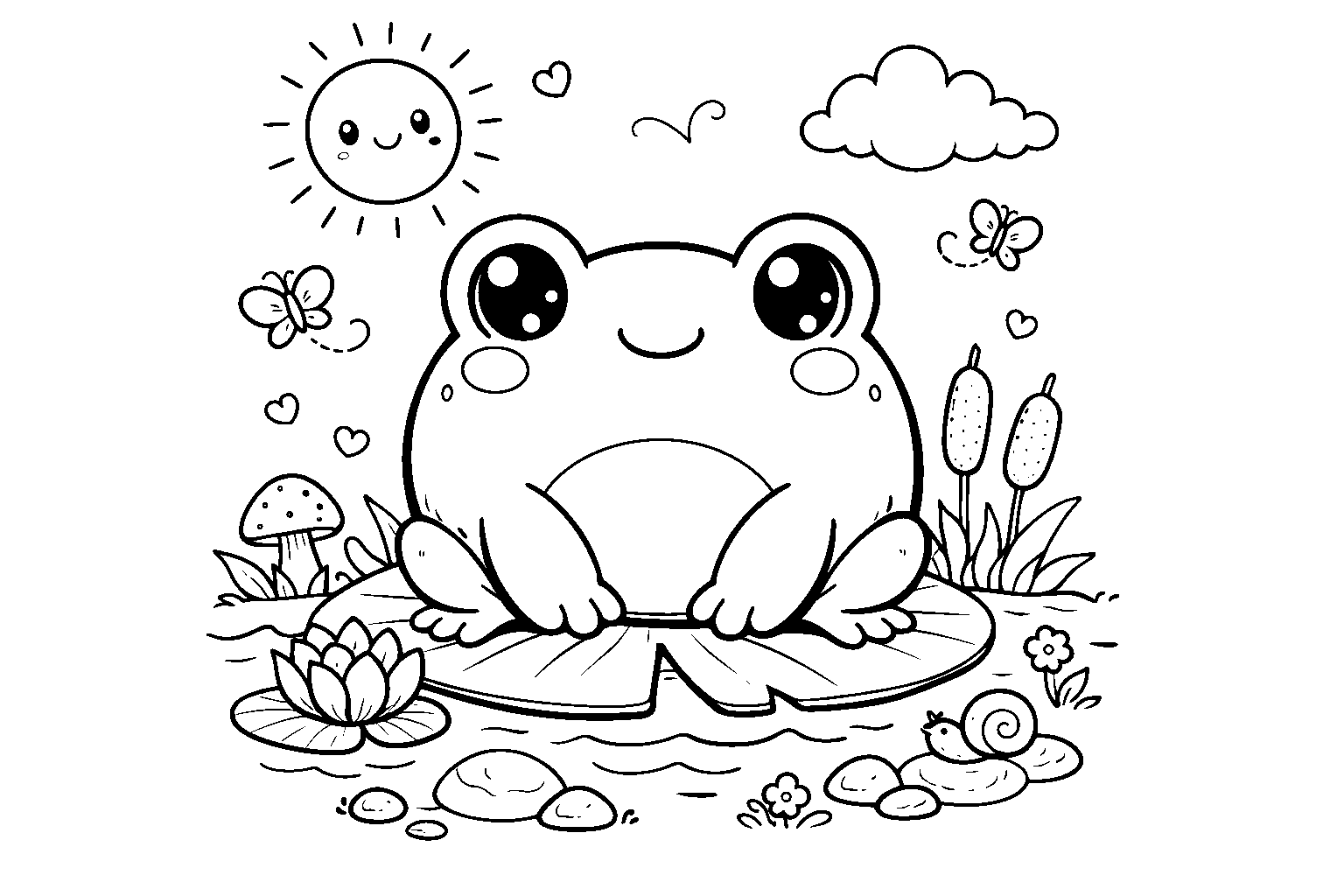 cute frog line art