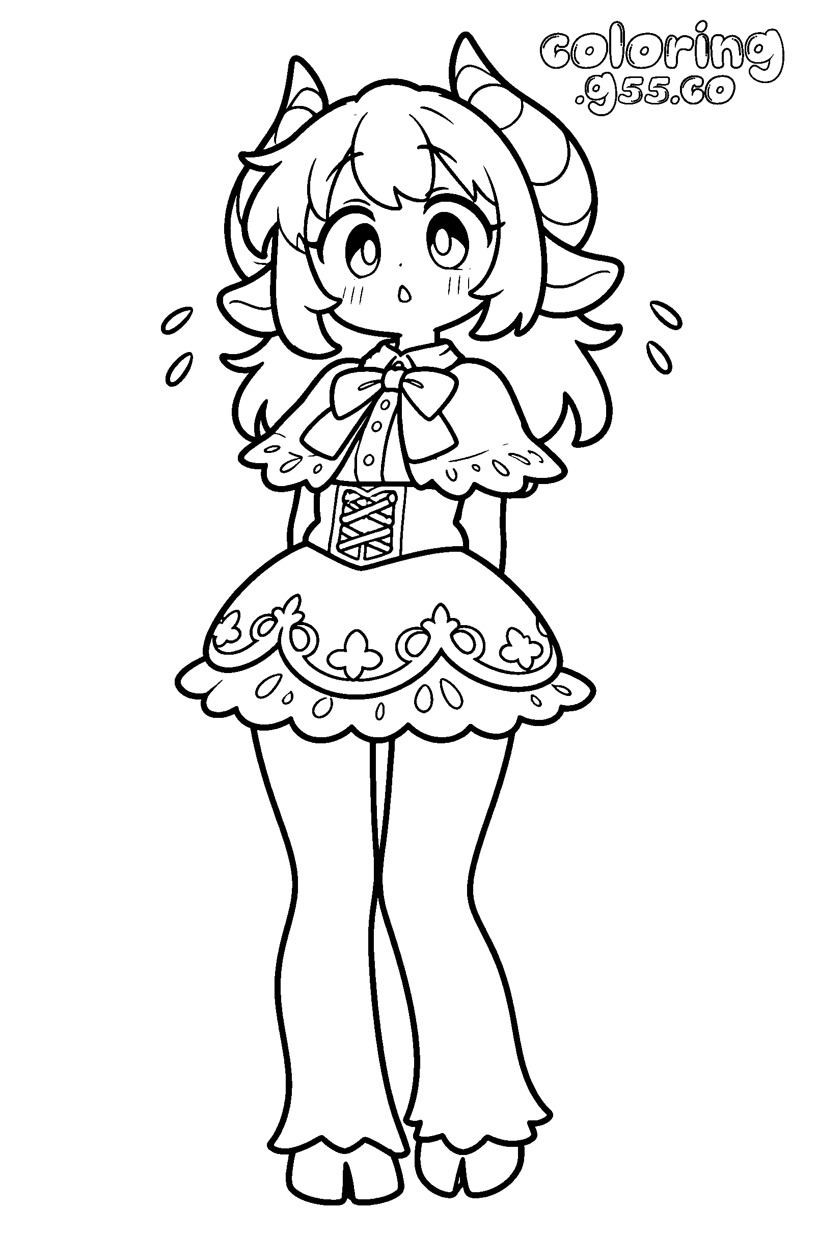 cute kawaii goat girl line art