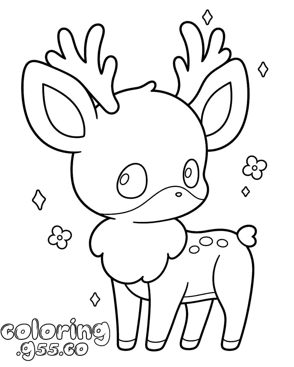 cute baby deer line art for kids kawaii forest animals sheet