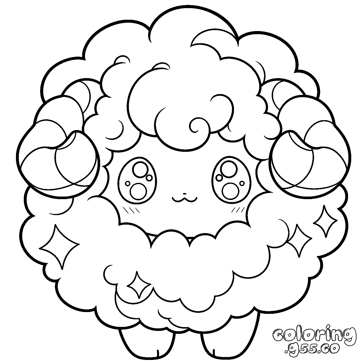 cute fluffy ram sheep line art for kids kawaii farm animals sheet