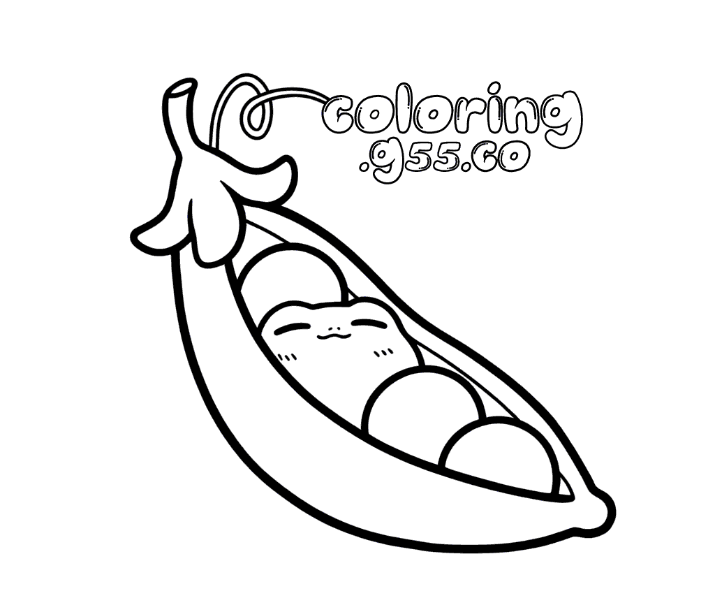 cute frog in peas pod line art for kids kawaii animals sheet