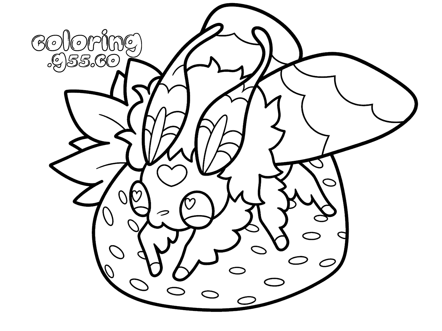 cute strawberry moth line art for kids kawaii fantasy animals sheet