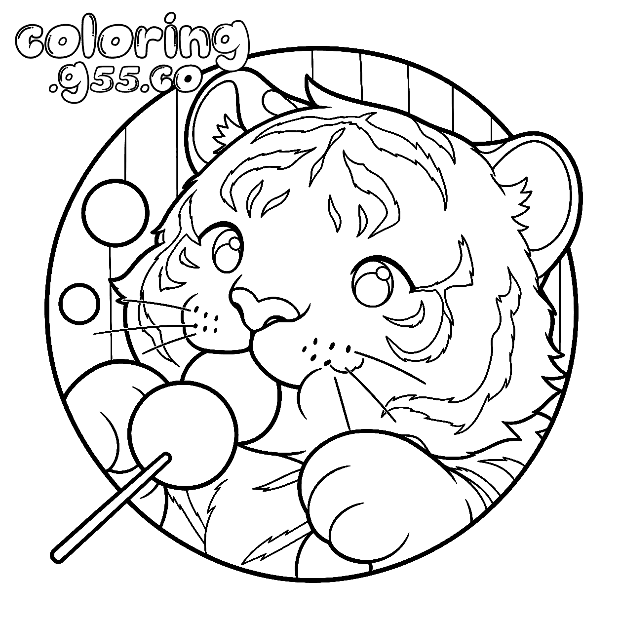cute tiger cub line art for kids kawaii big cats sheet