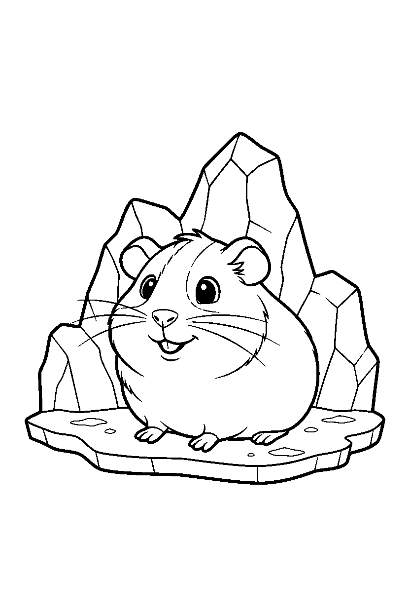 guinea pig looking happy near an iceberg line art