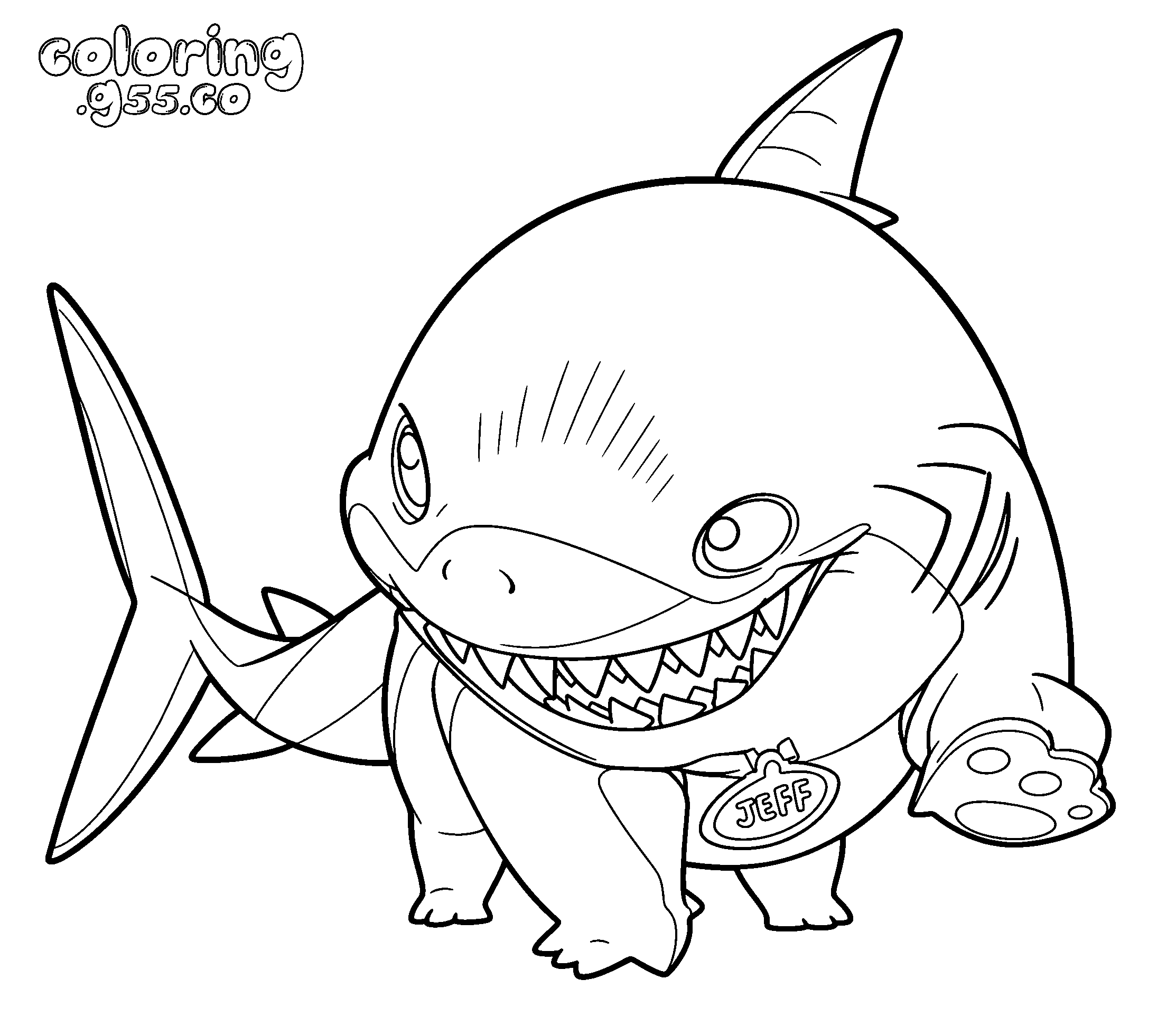 jeff the land shark line art