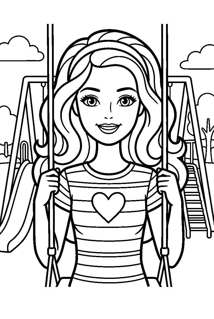 barbie in dreamhouse playground line art