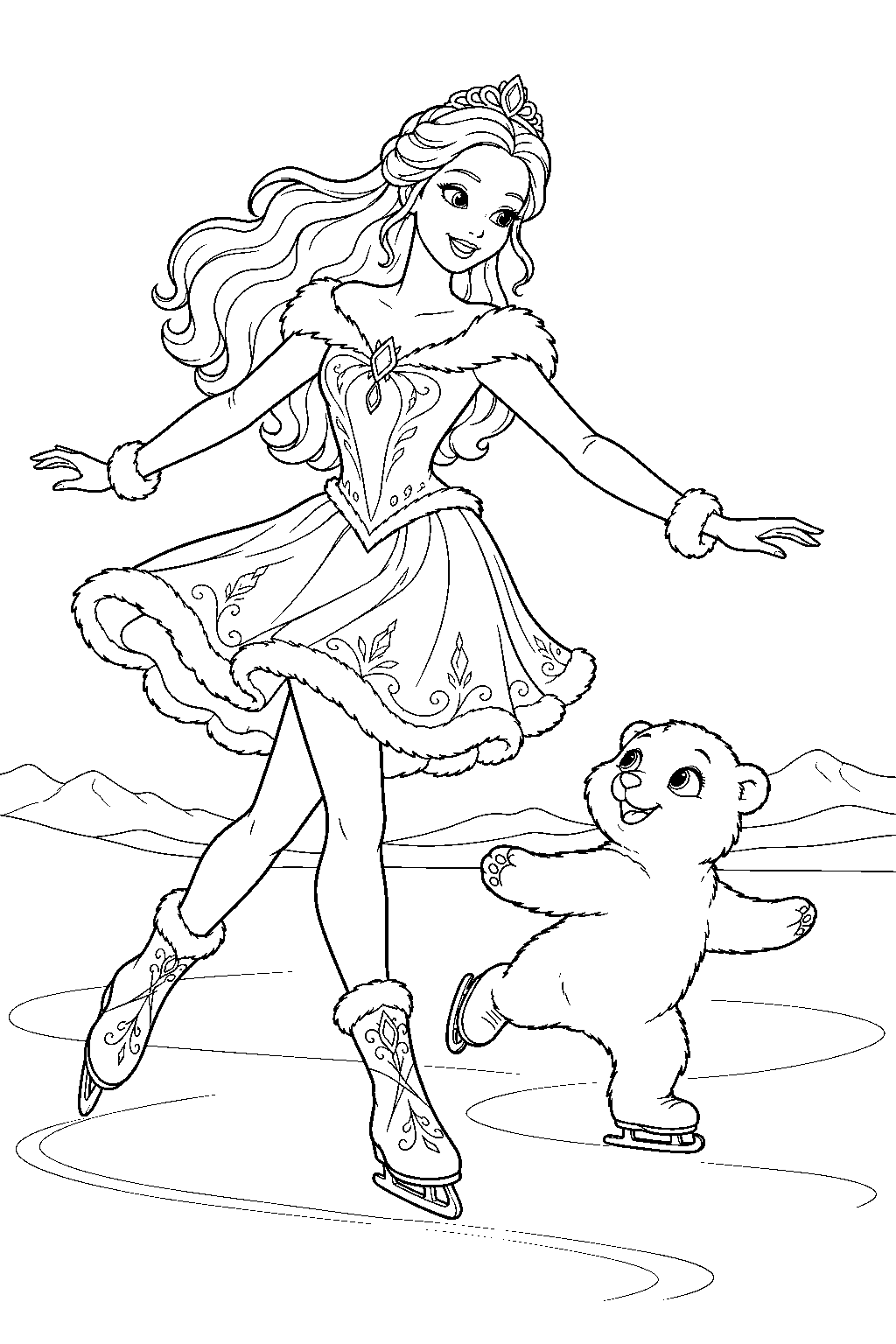 Colour Princesses Free Printable Barbie as Princess Annika Ice Skating with Shiver the ...