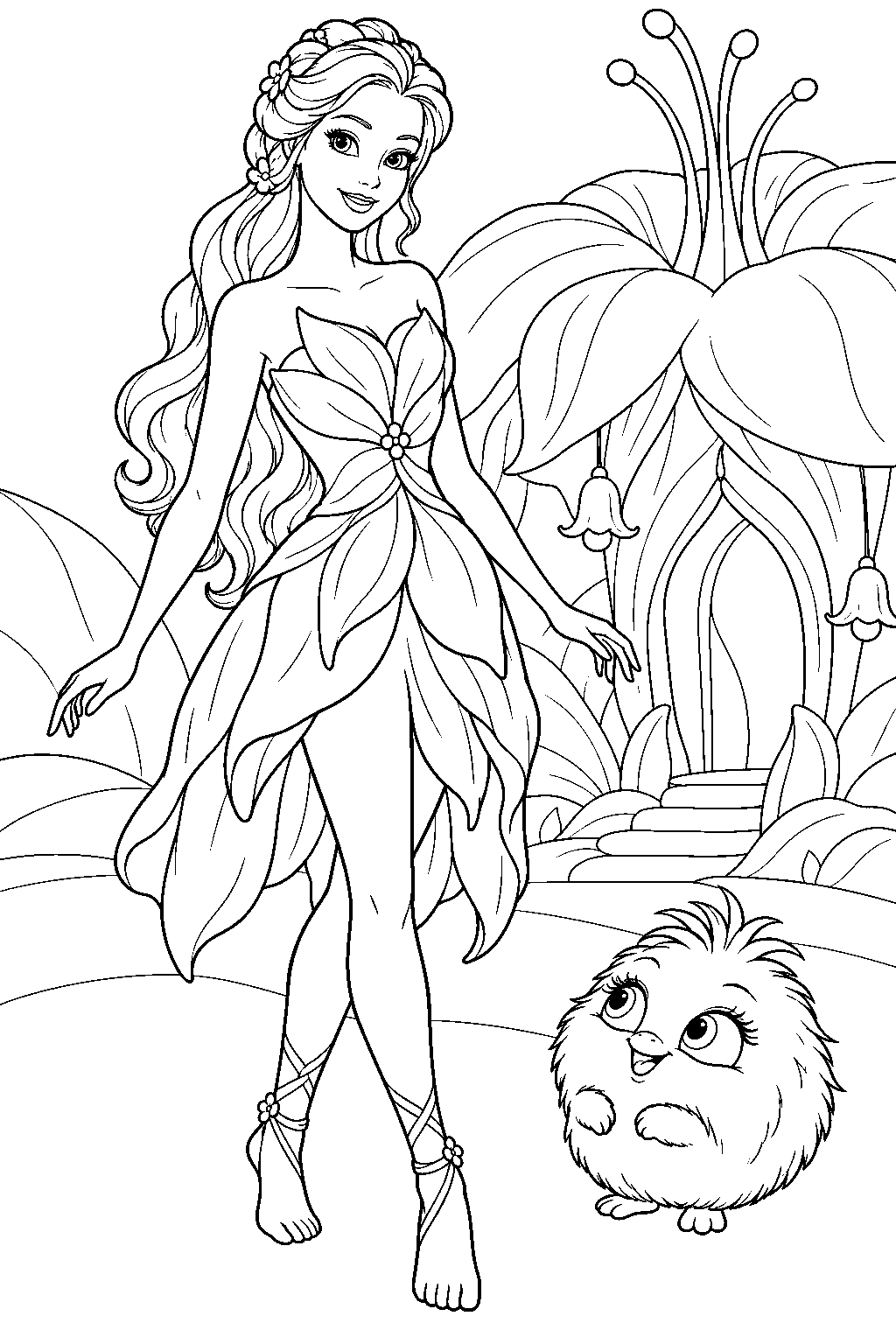 Free Printable Barbie Fashion Designer Sketching a Dress Beside a ...