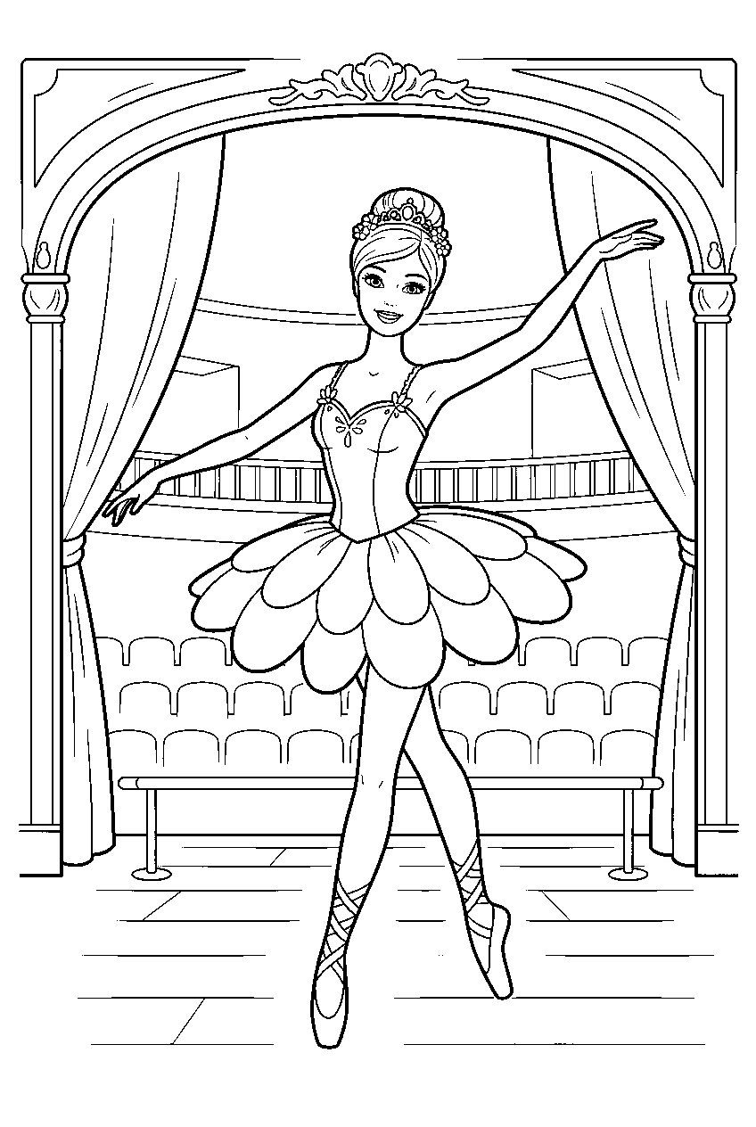 barbie in ballet theater line art