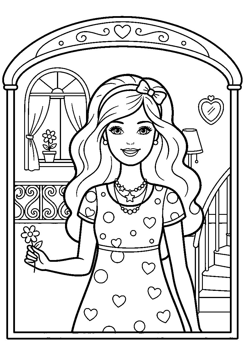 barbie in barbie dreamhouse line art