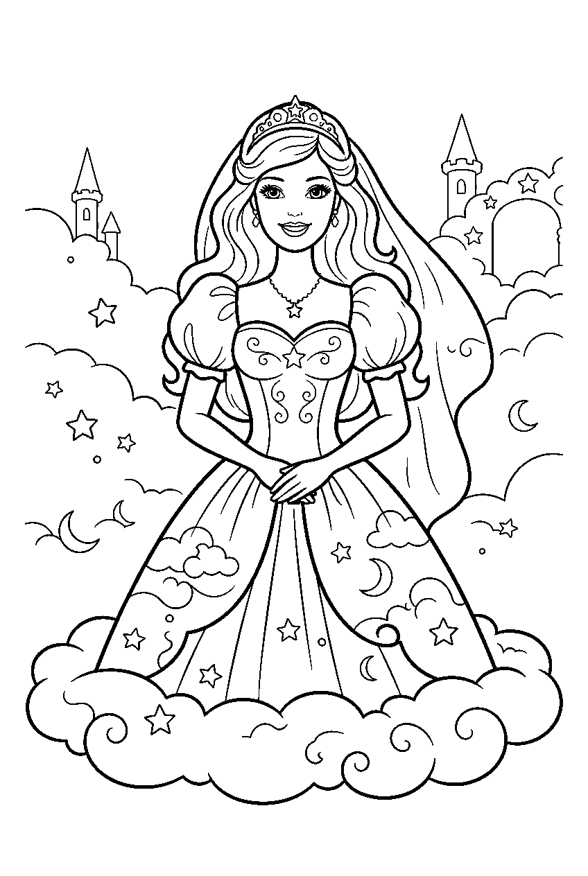 barbie in cloud kingdom line art