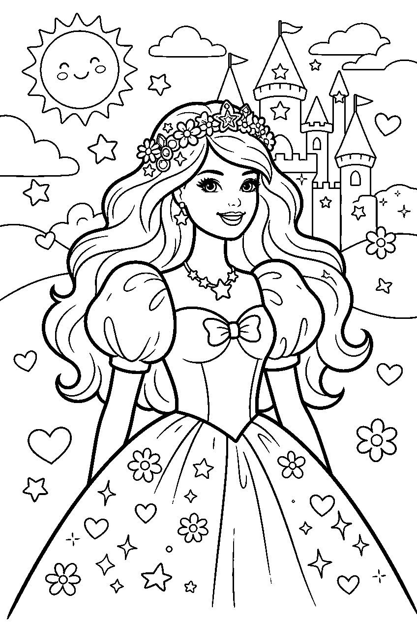 barbie in dreamland line art