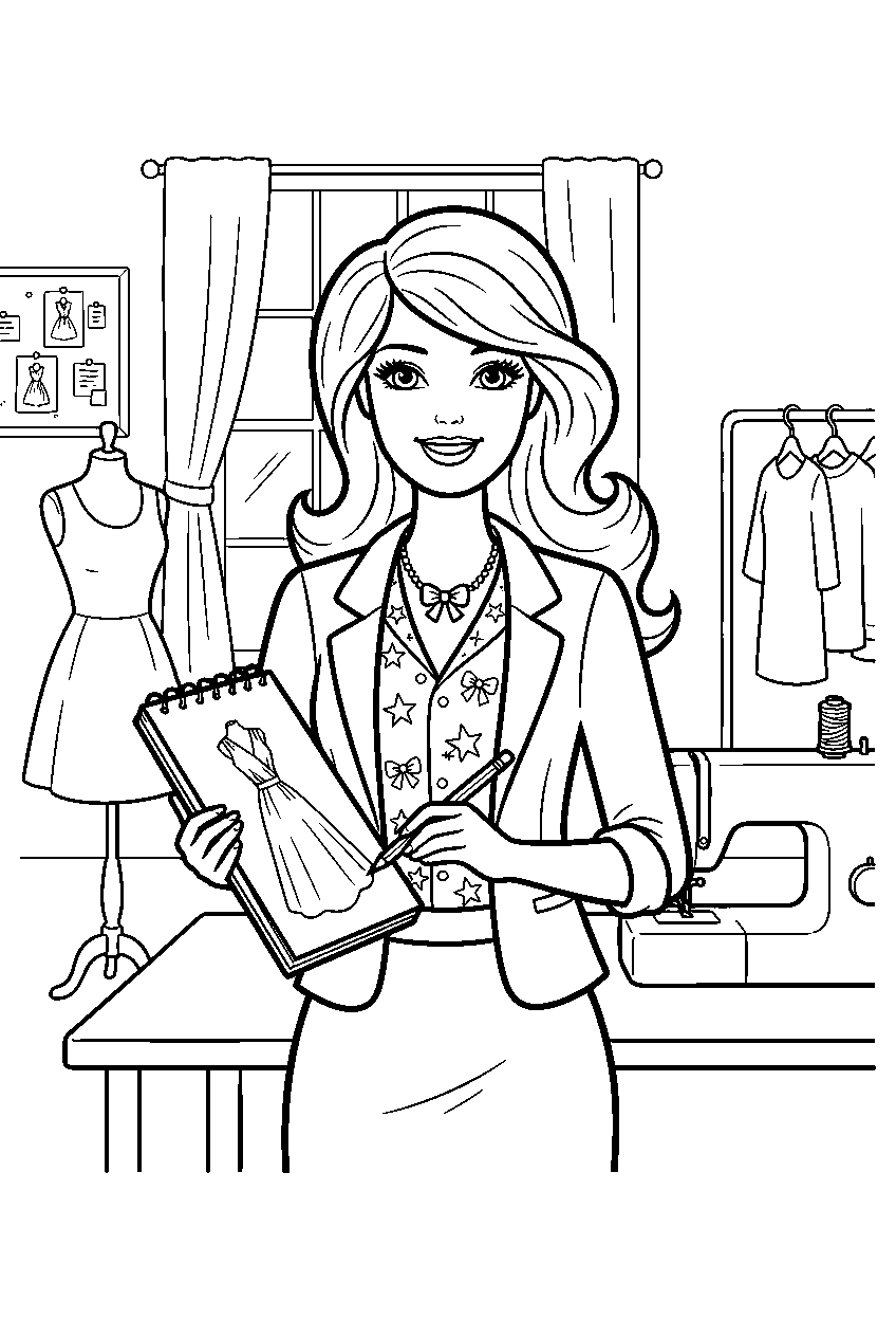 barbie in fashion studio line art
